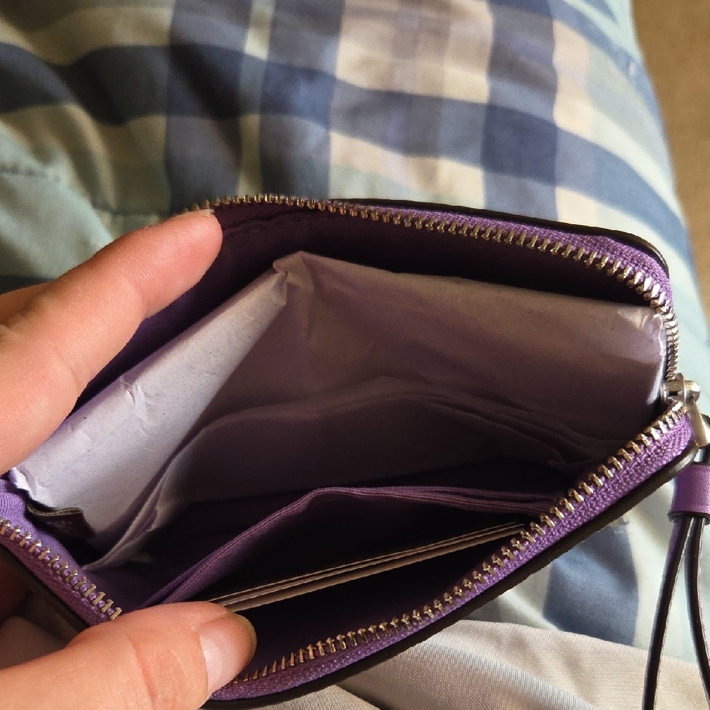 Coach Purple Signature Clutch Wristlet - Picture 2 of 4